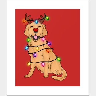 Funny Labrador Retriever Reindeer Christmas Lights Xmas Gift Posters and Art